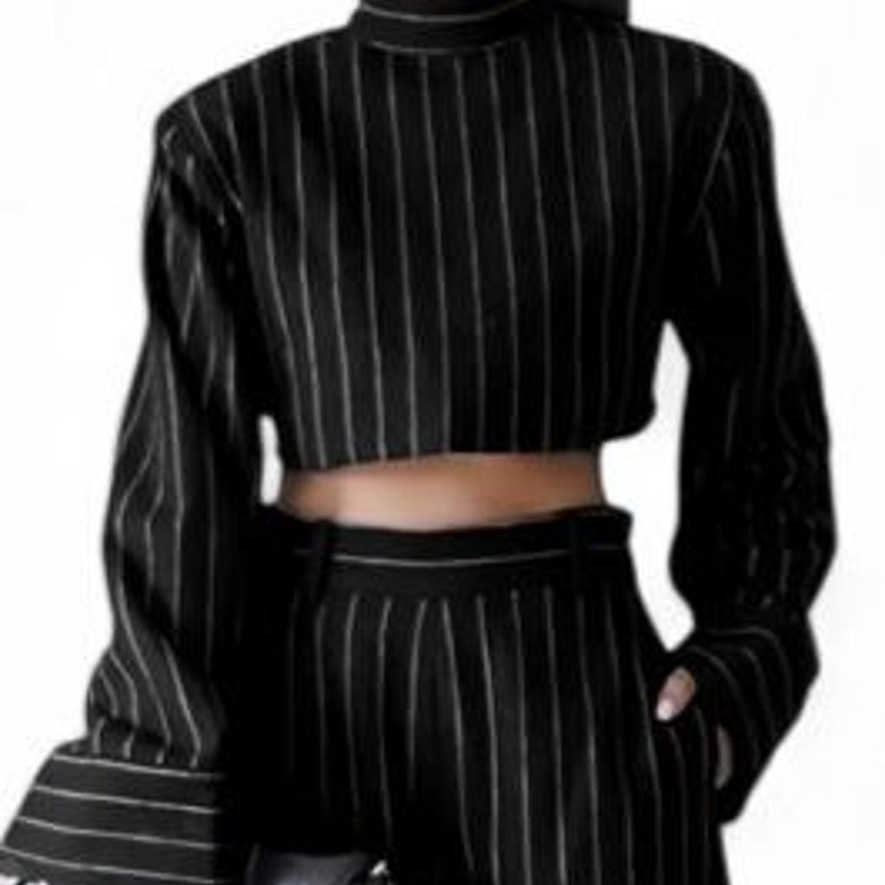 UOOZEE Lady's 2026 New Autumn Polyester Striped High Neck Long-Sleeve Blouse